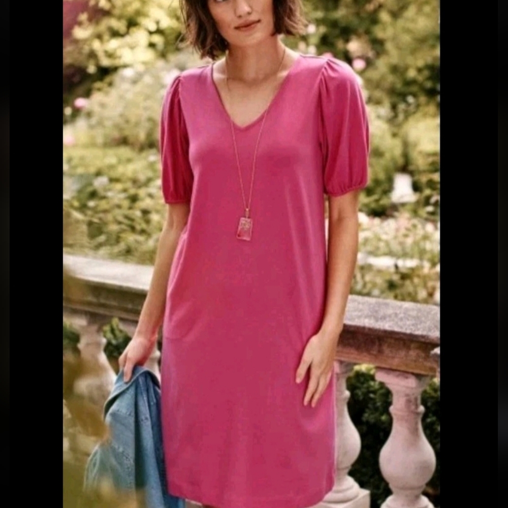 NWT J. Jill Knit Shift Dress In Pink‎ Dahlia Size XL